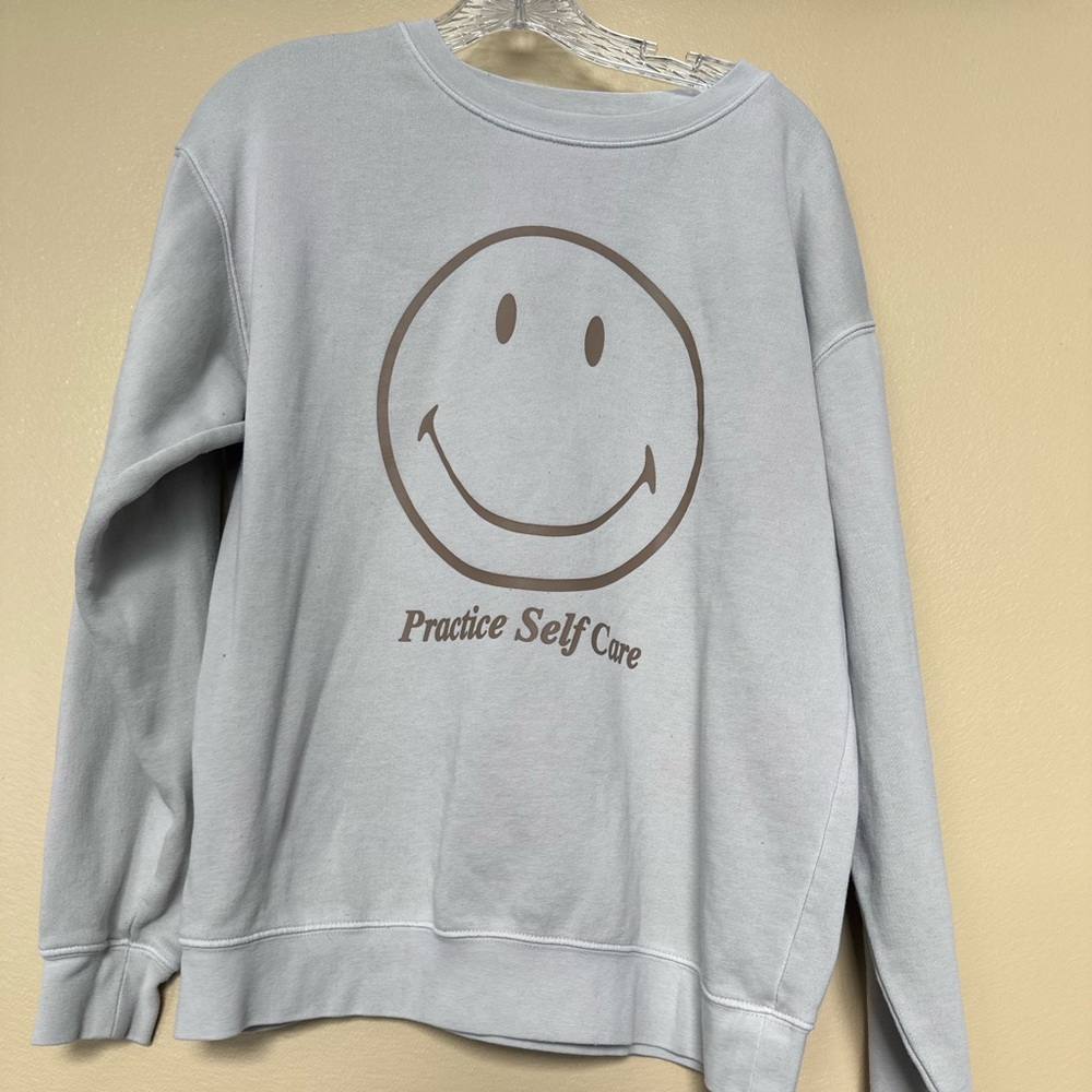 Grayish Tan Smiley Face Sweatshirt